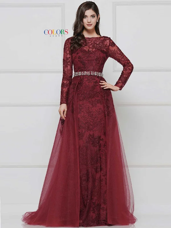 Discount Extravaganza Colors 1830SL Colors Long Sleeve Formal Prom Dress