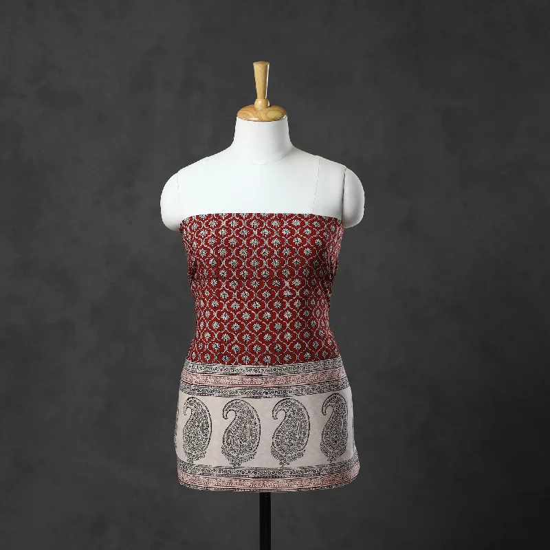 Closeout Sale Red - Natural Dyed Cotton Bagh Print Kurta Material (2.2m) 16