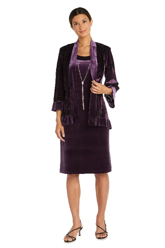 Hurry In R&M Richards 9027P Short Velvet Petite Jacket Dress