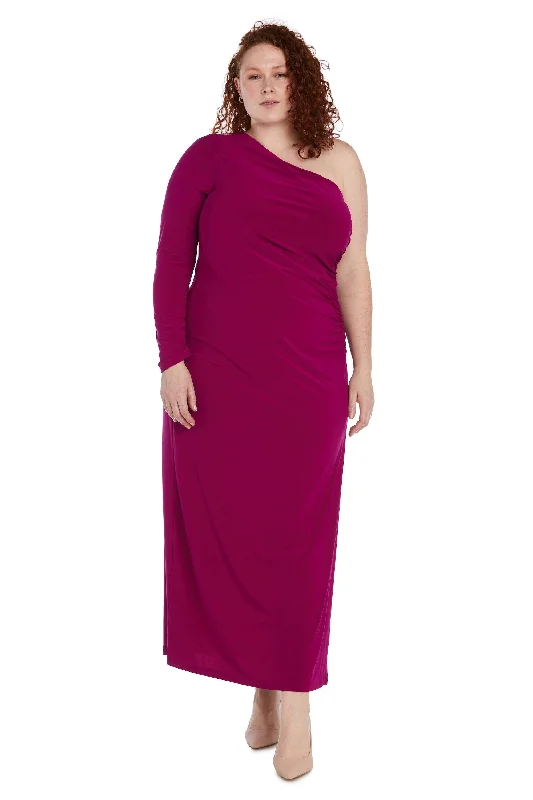 Online Only Nightway Long One Shoulder Plus Size Dress 22158W