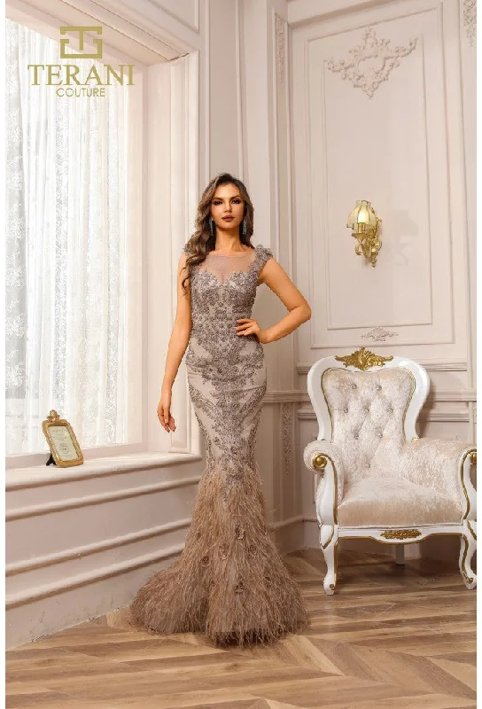 Fantastic Deals Terani Couture 251GL4198 Beaded Long Formal Evening Fitted Prom Dress