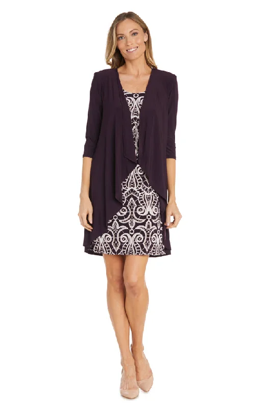 Steals and Deals R&M Richards 5798 Short Mother of the Bride Printed Dress Jacket Set