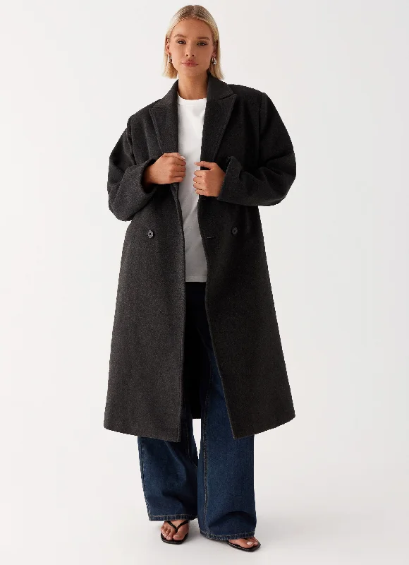 Don't Wait Gianni Double Breast Coat - Charcoal