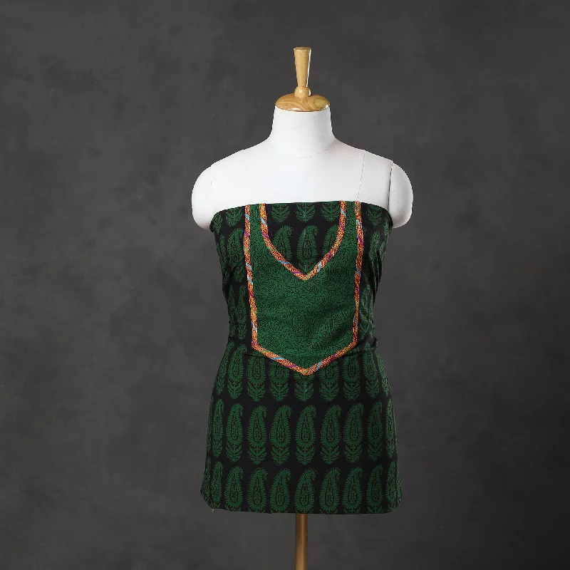 Bonus Savings Green - Bagh Print Cotton Kurta Material with Patchwork (3m) 15