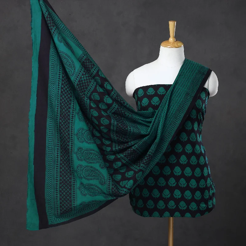 Amazing Deals Green - 3pc Cotton Bagh Print Suit Material Set 100