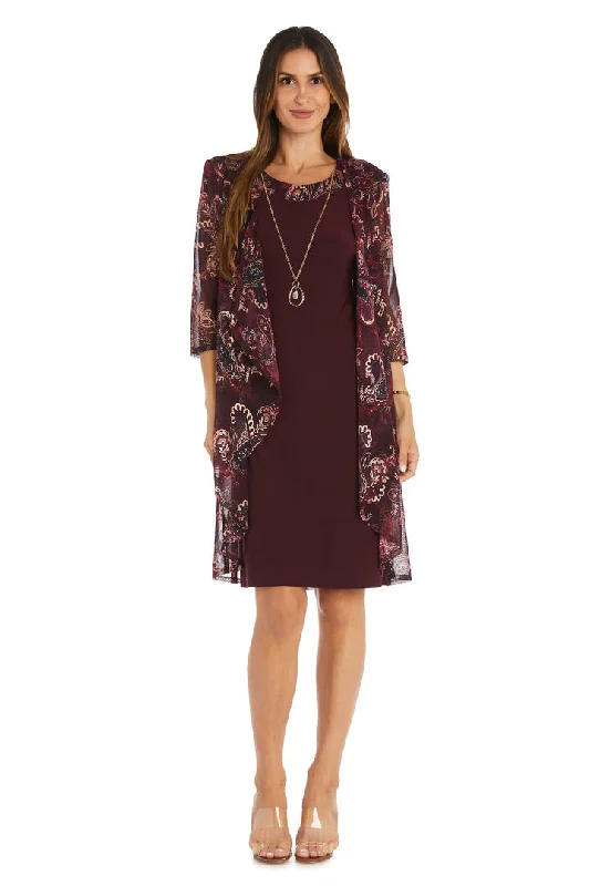 Midnight Madness R&M Richards 1557 Short Mother of the Bride Printed Jacket Dress
