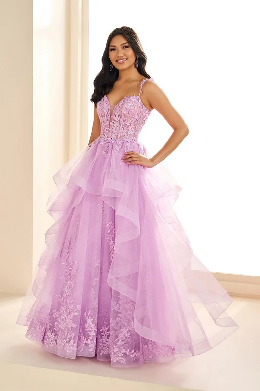 Stock Clearance Ellie Wilde EW36081 A Line Gown Long Ruffle Formal Prom Dress