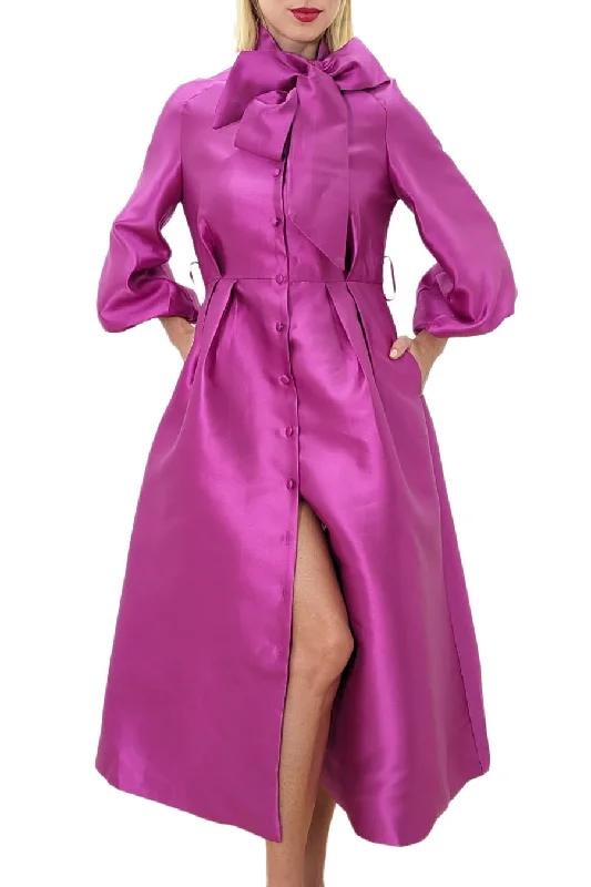 Exclusive Savings Long Sleeve Button Down Pockets Midi Dress