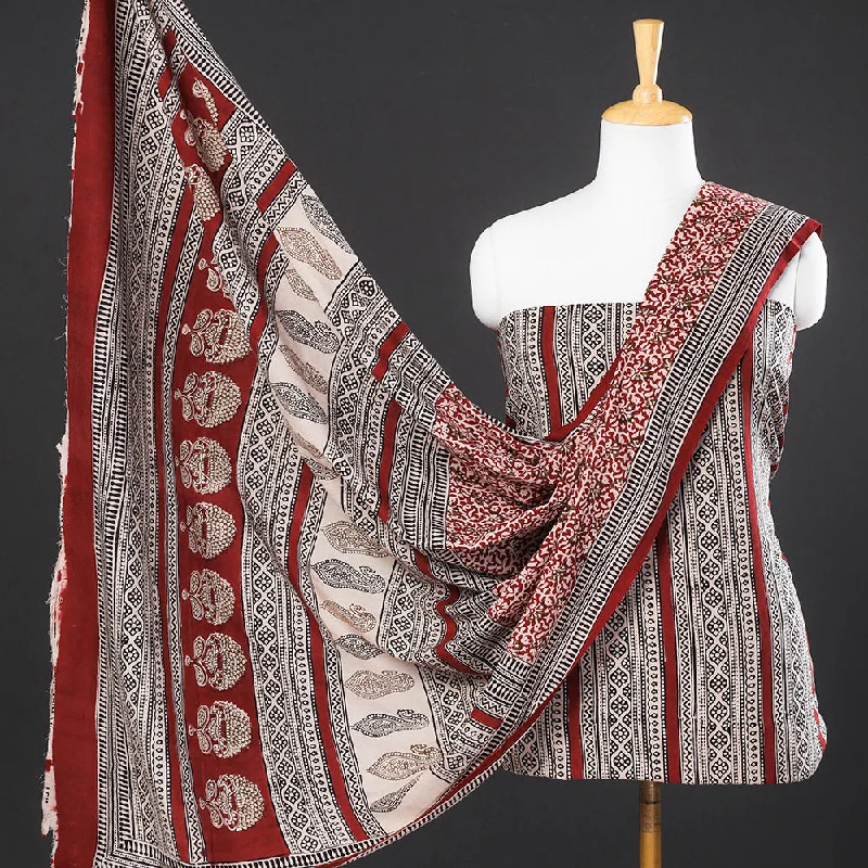 Limited Quantity Multicolor - 3pc Natural Dyed Cotton Bagh Print Suit Material Set