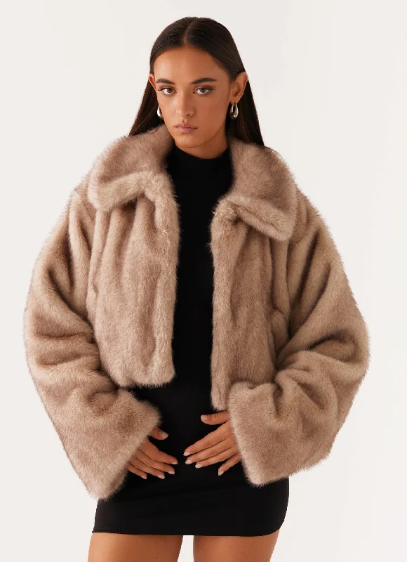 Extra Discounts Yasmina Faux Fur Jacket - Beige