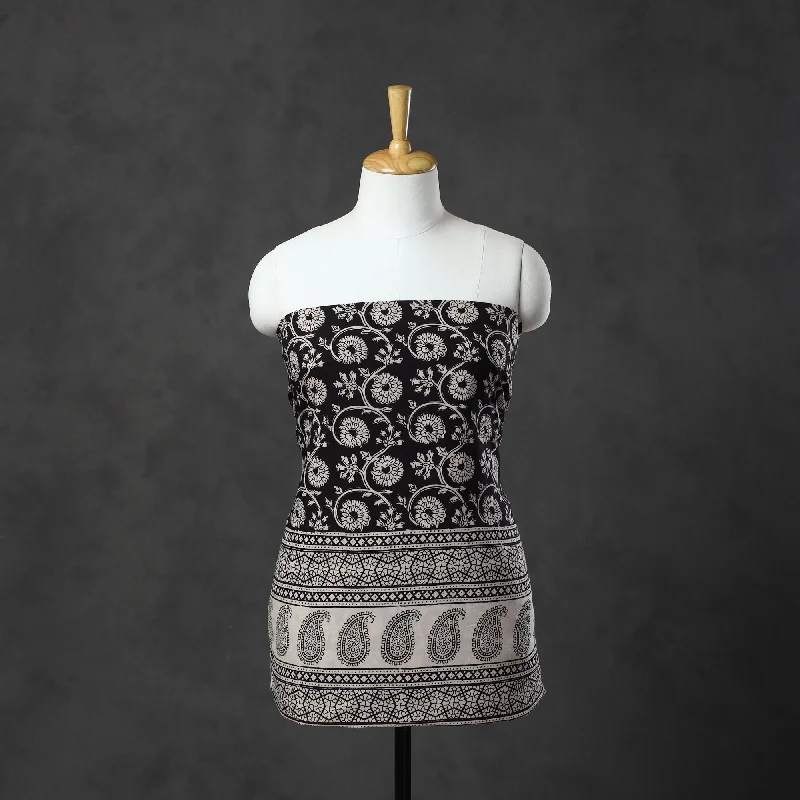 Super Savings Black - Natural Dyed Cotton Bagh Print Kurta Material (2.2m) 25