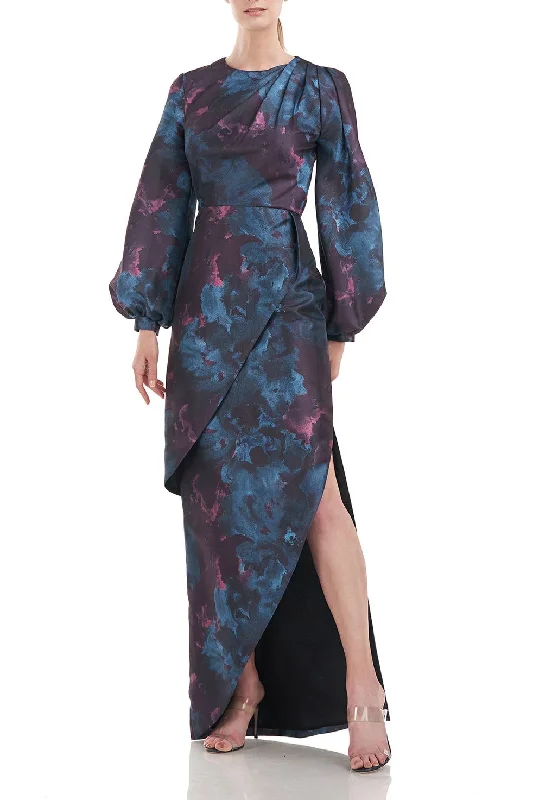 Early Access Kay Unger 5518784 Long Sleeve Formal Floral Print Dress