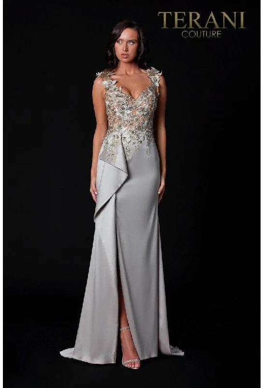 Extra Savings Terani Couture 2111E4751 Evening Dress With Sheer Embellished Top Sale