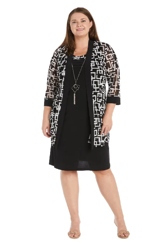 Price Blitz R&M Richards 9693W Plus Size Two Piece Short Print Jacket Dress