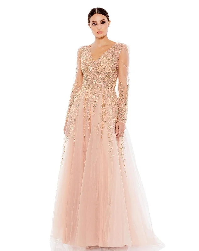 Members Only Mac Duggal Long Sleeve Formal Beaded Dress Sale