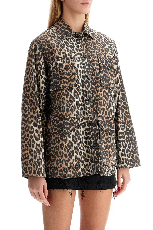 Sale Event Ganni Leopard Print Canvas Overshirt