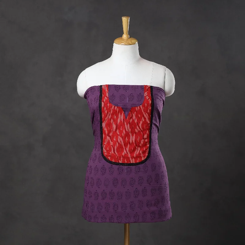 Sale Event Purple - Bagh Print Cotton Kurta Material with Patchwork (3m) 06