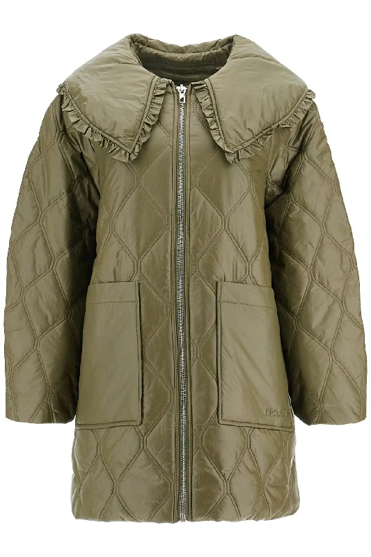Limited Availability Ganni Women's weight Down Jacket With Oversized Collar