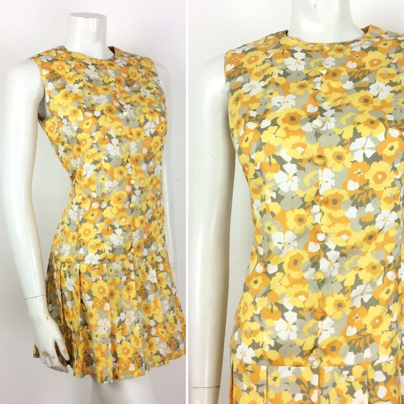 Exclusive Access VINTAGE 60s 70s SUMMER FLORAL DITSY DRESS YELLOW ORANGE WHITE SILVER GLITTERY 10 Exclusive Access VINTAGE 60s 70s SUMMER FLORAL DITSY DRESS YELLOW ORANGE WHITE SILVER GLITTERY 10