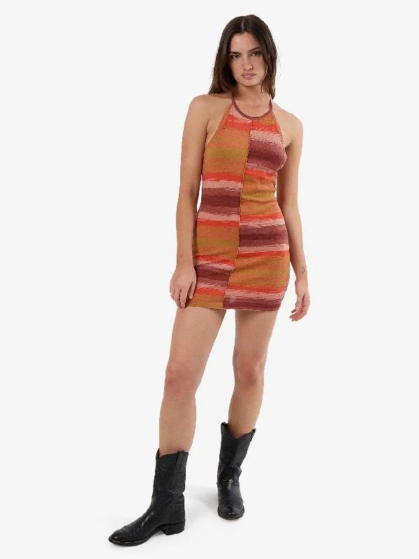 Final Markdown Rise Knit Halter Dress - Berry