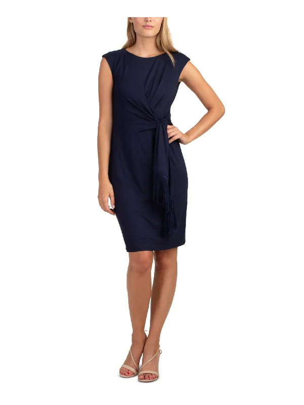Don’t Miss Out TRINA TURK Womens Navy Sleeveless Jewel Neck Above The Knee Fit + Flare Dress