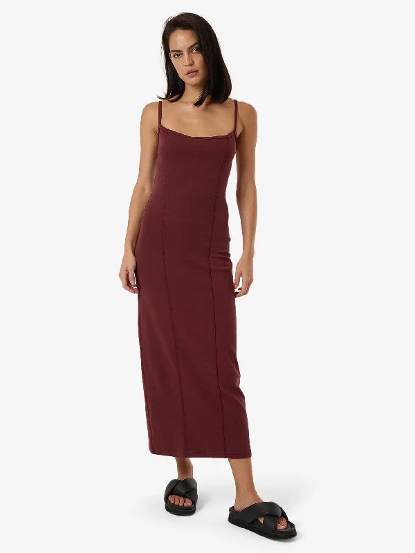 Low Prices Rib Seam Dress - Dark Cherry