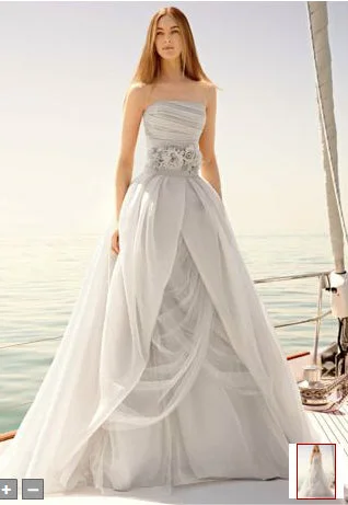 Buy More, Save More Vera Wang Organza Gown w/ Draped Bodice Tulle Skirt VW351178