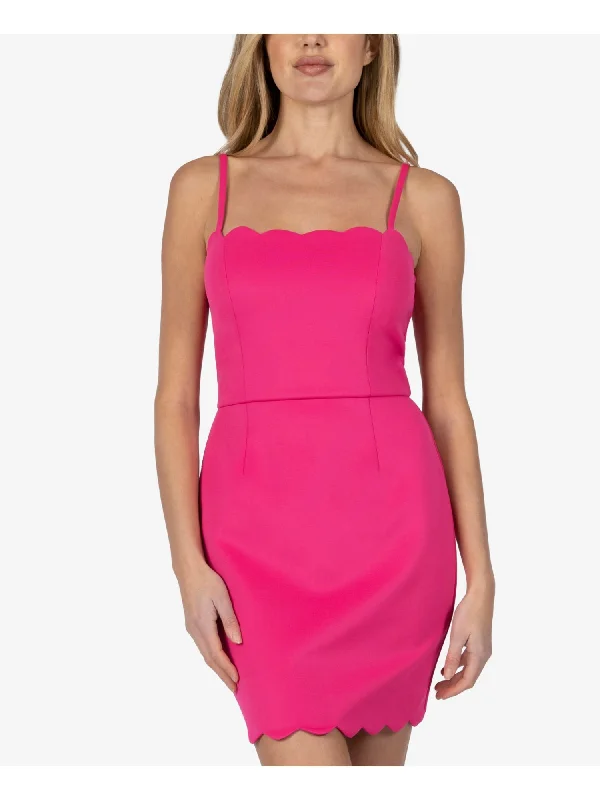 Grand Opening Sale SPEECHLESS Womens Pink Stretch Zippered Scalloped Adjustable Straps Slim Spaghetti Strap Square Neck Short Party Body Con Dress Grand Opening Sale SPEECHLESS Womens Pink Stretch Zippered Scalloped Adjustable Straps Slim Spaghetti Strap Square Neck Short Party Body Con Dress