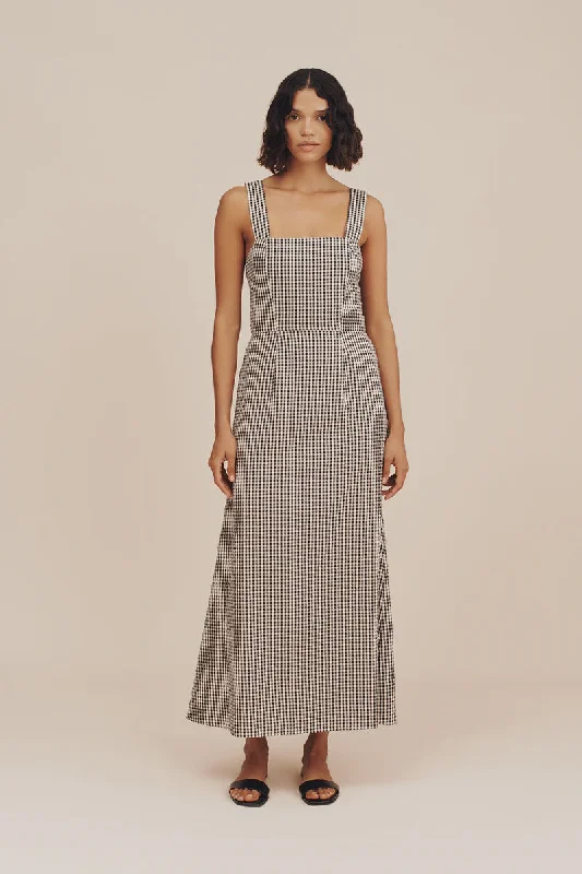 Exclusive Deal AMELIA SQUARE NECK DRESS - GINGHAM