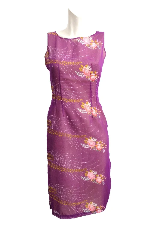 Midnight Sale Elvis Jesus & Co  Vintage Purple Floral Shift Dress, UK10