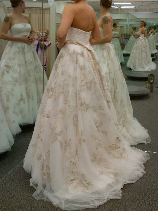 Shop and Save Oleg Cassini Oleg Cassini Blush Colored Wedding Dress & Vei