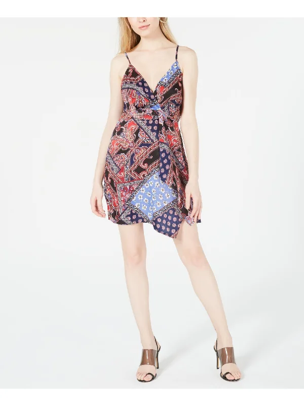 Special Promotion HOUSE OF POLLY Womens Printed Spaghetti Strap V Neck Mini Party Sheath Dress Special Promotion HOUSE OF POLLY Womens Printed Spaghetti Strap V Neck Mini Party Sheath Dress