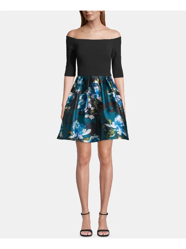 Discount Deals BETSY & ADAM Womens Zippered Floral 3/4 Sleeve Off Shoulder Short Cocktail Fit + Flare Dress Discount Deals BETSY & ADAM Womens Zippered Floral 3/4 Sleeve Off Shoulder Short Cocktail Fit + Flare Dress