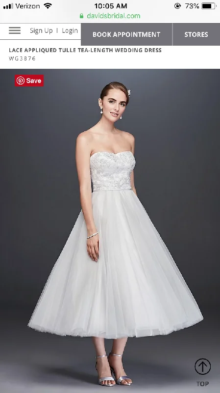 Savings Event David's Bridal Lace Appliqued Tulle Tea-Length Dress WG3876