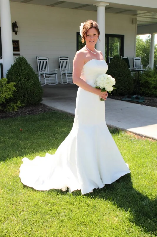 Stock Up and Save David's Bridal Strapless Trumpet Gown With Ribbon Waist  Style WG