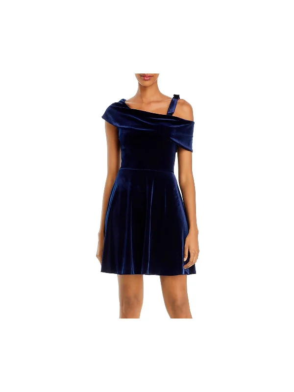 Warehouse Sale AQUA Womens Spaghetti Strap Asymmetrical Neckline Mini Cocktail Fit + Flare Dress