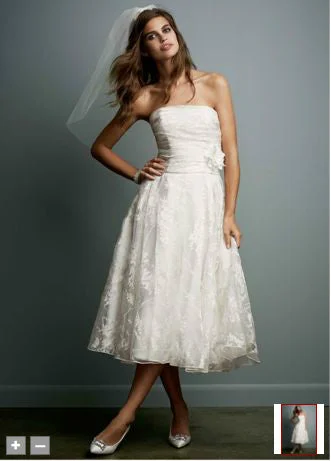 Low Prices David's Bridal  Short Printed Organza Gown with Floral Sash, Styl