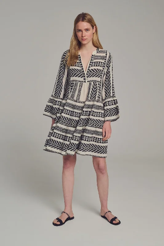 Instant Discount ELLA SHORT DRESS BLACK/OFFWHITE
