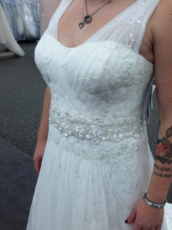 Must-Have Deals Oleg Cassini A-Line Lace Tank Gown with Beaded Waist Style CWG5