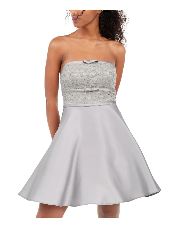 Daily Specials CITY TRIANGLES Womens Lace Zippered Sleeveless Strapless Short Party Fit + Flare Dress