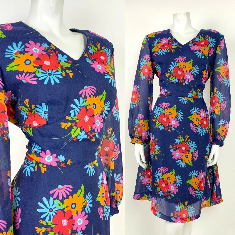 Year-End Sale VINTAGE 60s 70s BLUE RED ORANGE PINK GREEN FLORAL HIPPY SHEER FLOATY DRESS 14 16 Year-End Sale VINTAGE 60s 70s BLUE RED ORANGE PINK GREEN FLORAL HIPPY SHEER FLOATY DRESS 14 16
