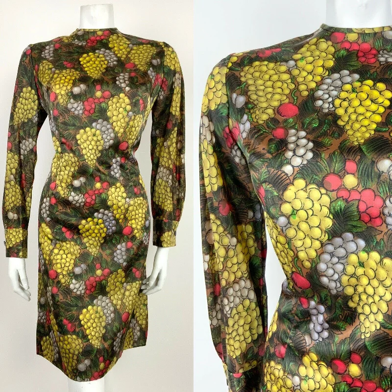 Doorbuster Deal VTG 60s 70s BROWN RED YELLOW GREEN GRAPES BERRIES FLORAL SHIFT DRESS 10 12 14 Doorbuster Deal VTG 60s 70s BROWN RED YELLOW GREEN GRAPES BERRIES FLORAL SHIFT DRESS 10 12 14