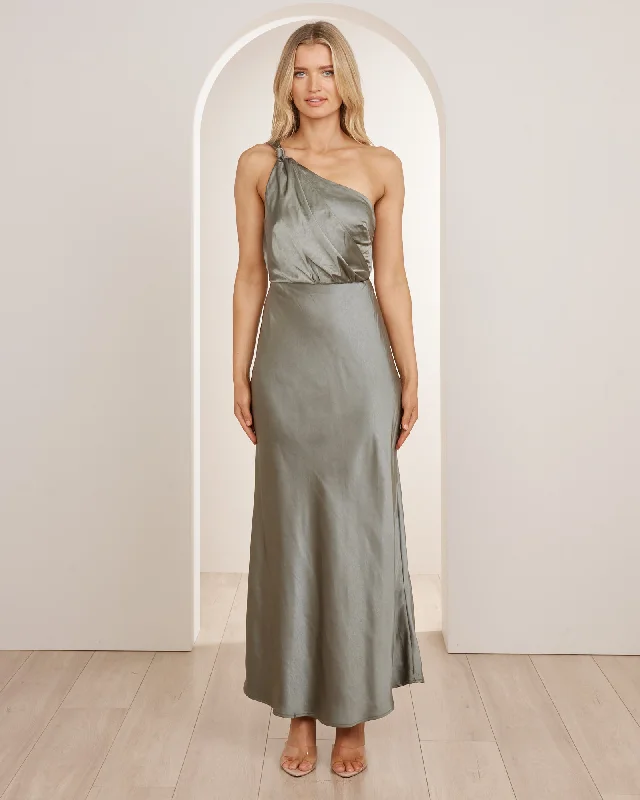 One-DAY Sale Ada One Shoulder Satin Dress
