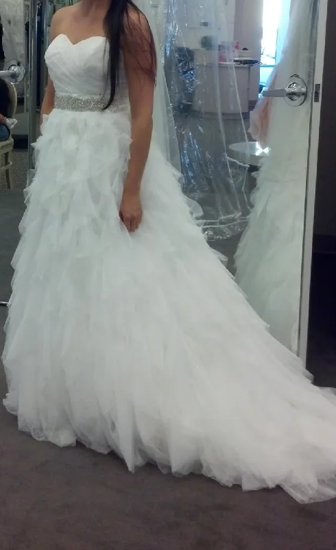 Midnight Madness David's Bridal  Strapless Dot Tulle Ball Gown with Ruffle Skirt S