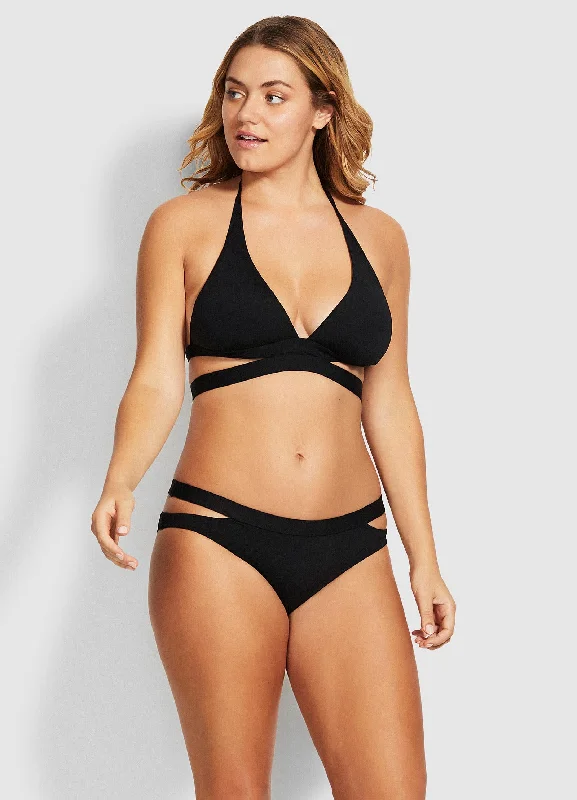 Take Advantage Active Split Band Hipster Bikini Pants - Black