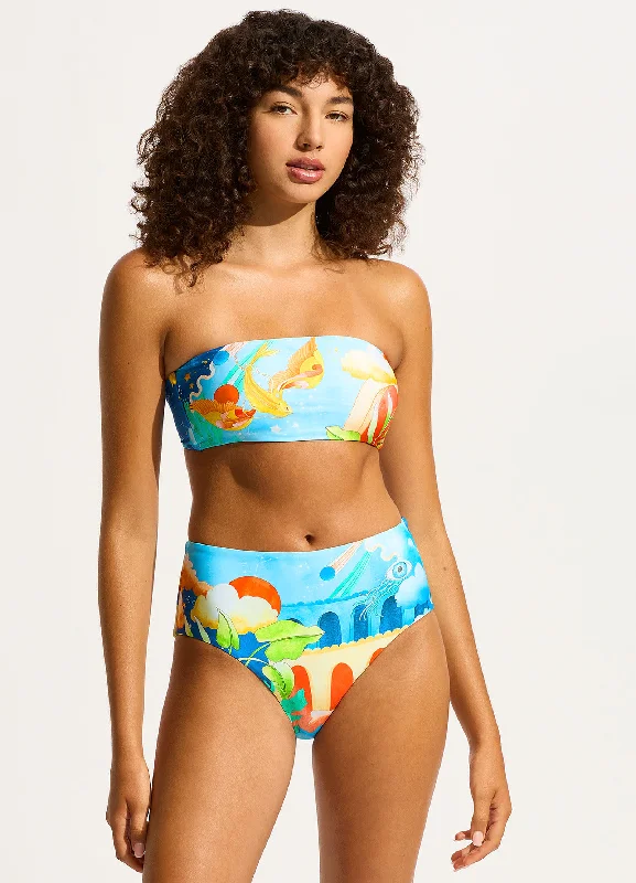 Extra Savings Aquarius High Waisted Bikini Bottom - Turquoise