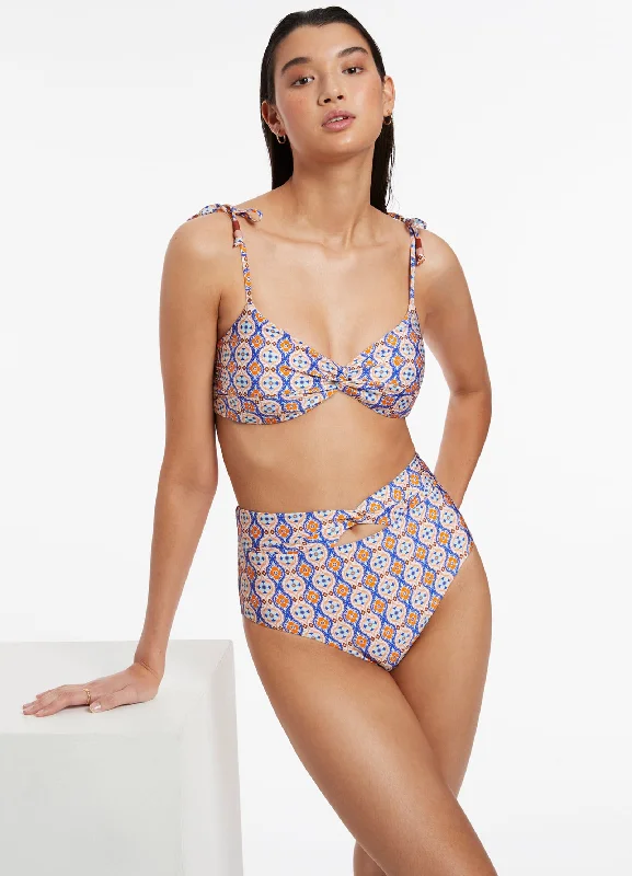 Can't Miss Azura Geo High Waist Twist Bikini Bottom - Retro Orange