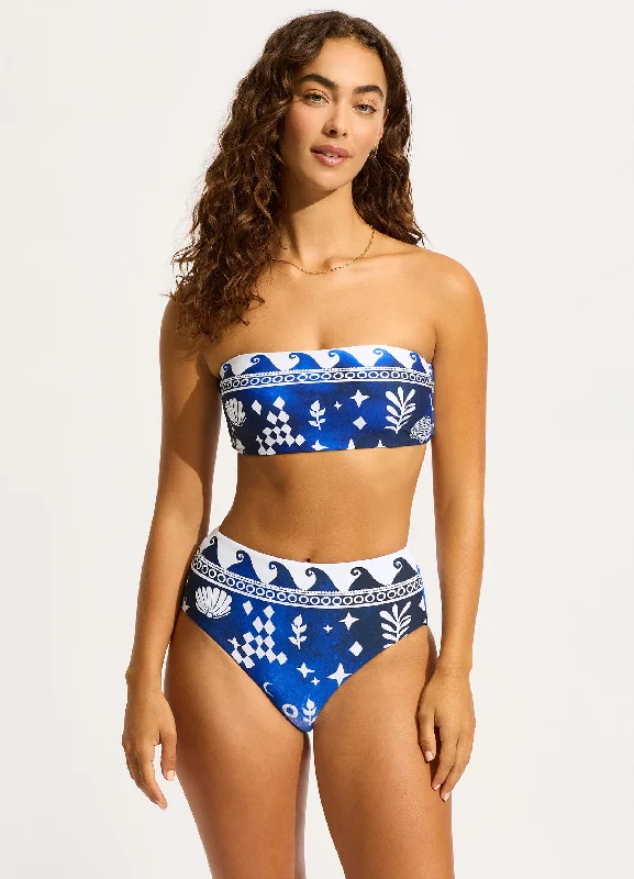 Crazy Deals Corfu High Waisted Bikini Bottom - Azure