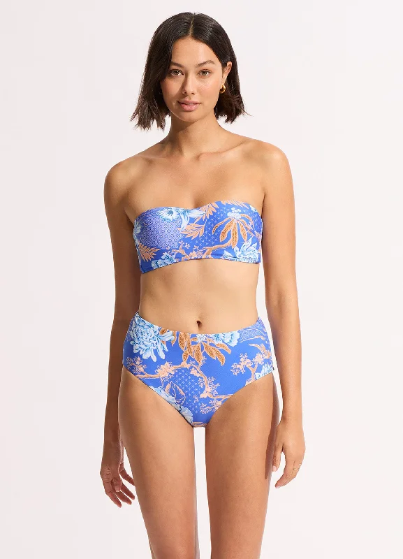 Mega Deal Eden High Waisted Bikini Bottom - Azure