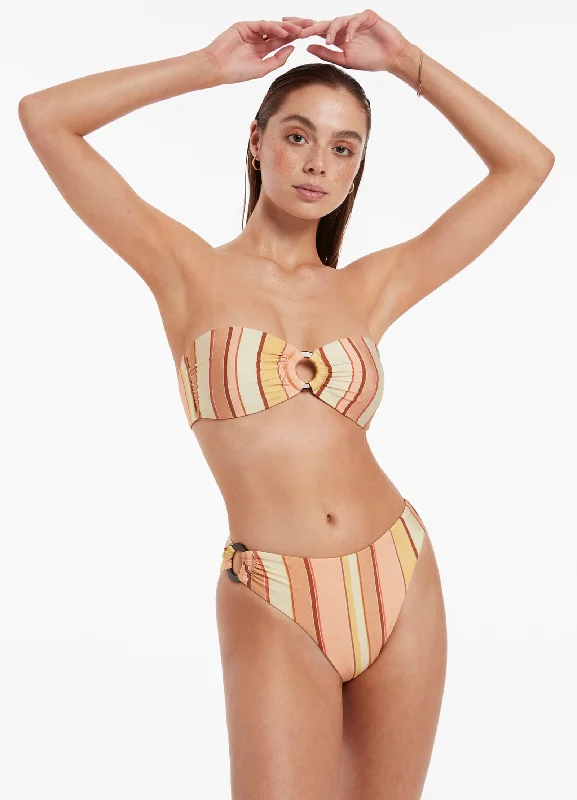 Bonus Savings Fira Stripe High Leg Trim Bikini Bottom - Marigold